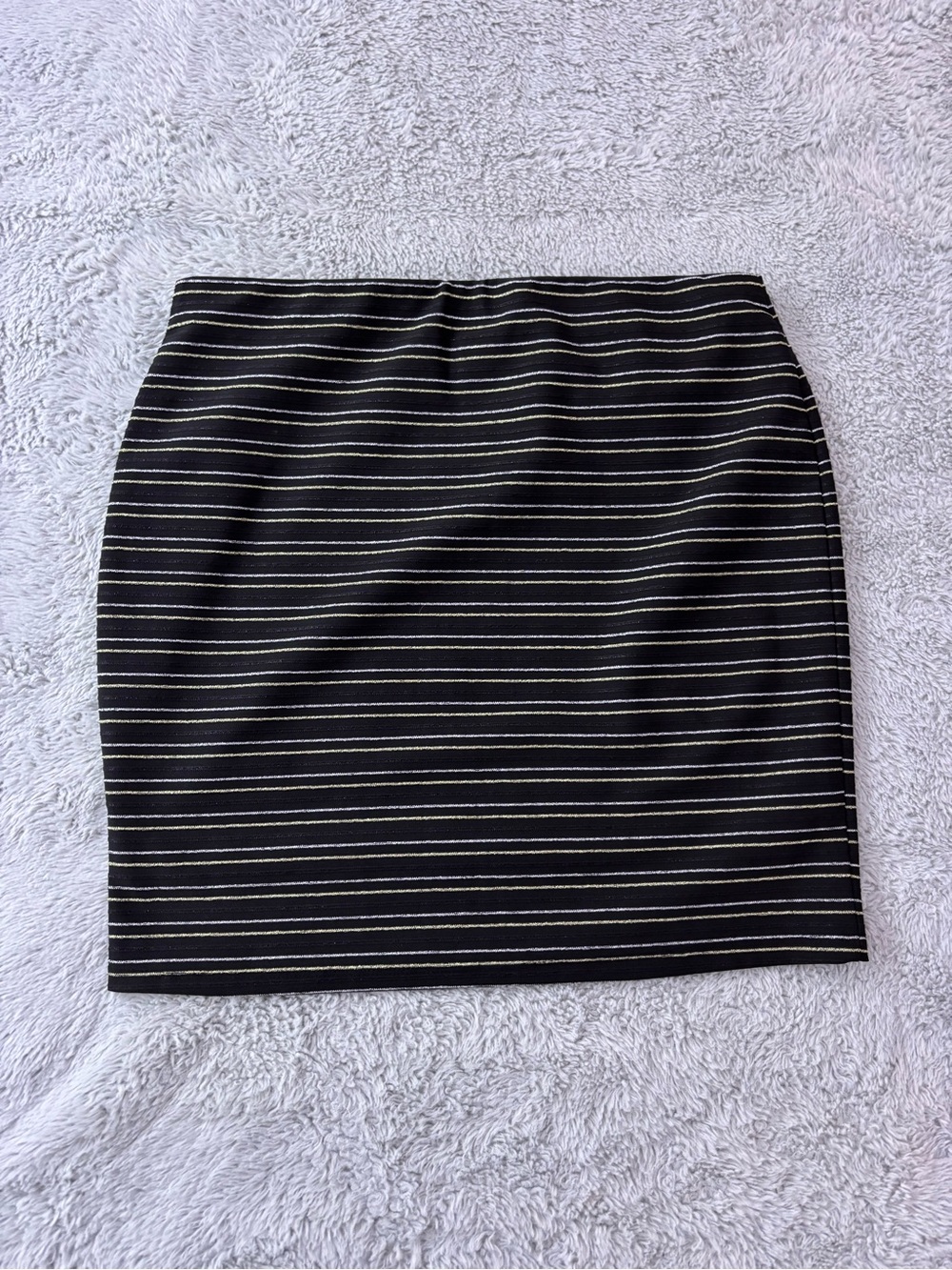 Express Black Pencil Skirt with Cream Stripes